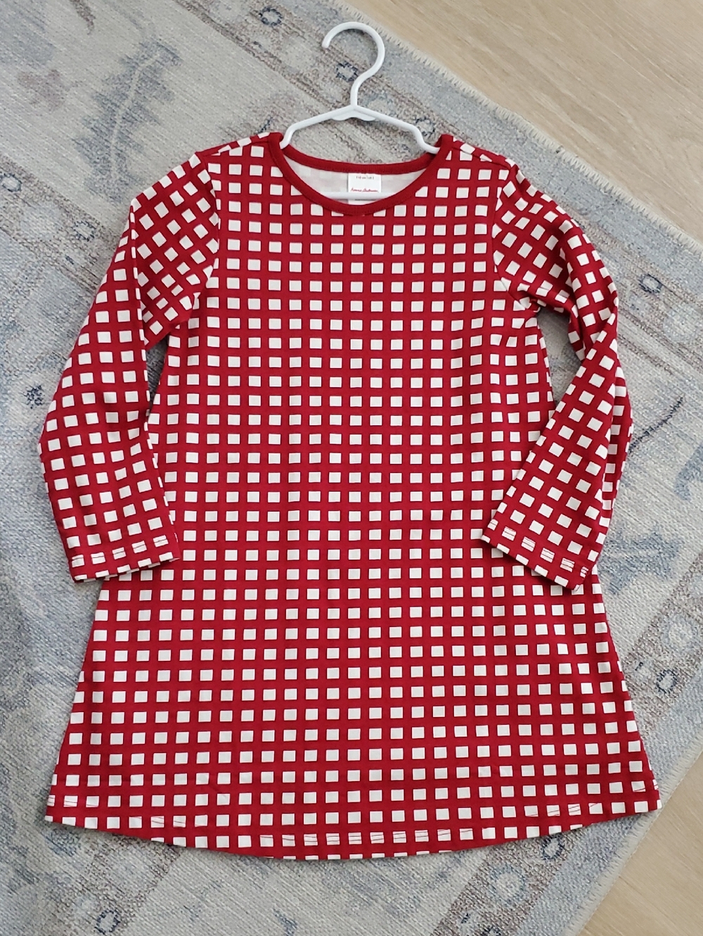 Hanna Andersson Girls Red White Plaid Cotton Dress Sz5